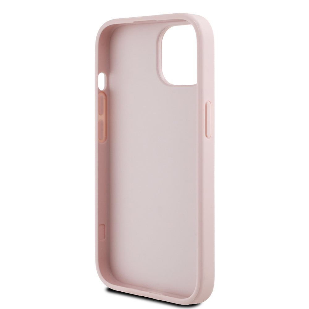 Apple iPhone 15 Kılıf Guess Orjinal Lisanslı Gül Baskılı Büyük Metal Logo Dizaynlı Kapak Siyah