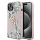 Apple iPhone 15 Kılıf Guess Orjinal Lisanslı Gül Baskılı Büyük Metal Logo Dizaynlı Kapak Pembe