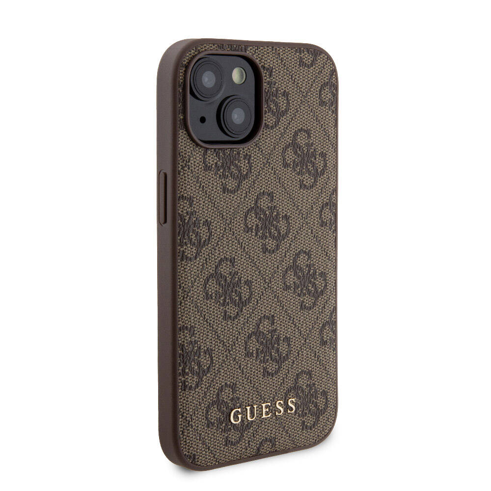 Apple iPhone 15 Kılıf Guess Orjinal Lisanslı M-safe Şarj Özellikli Yazı Logolu 4G Desenli Kapak + Powerbank 5000mAh 2in1 Set Siyah