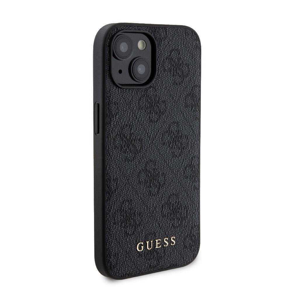 Apple iPhone 15 Kılıf Guess Orjinal Lisanslı M-safe Şarj Özellikli Yazı Logolu 4G Desenli Kapak + Powerbank 5000mAh 2in1 Set Kahverengi