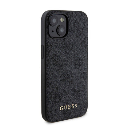 Apple iPhone 15 Kılıf Guess Orjinal Lisanslı M-safe Şarj Özellikli Yazı Logolu 4G Desenli Kapak + Powerbank 5000mAh 2in1 Set Kahverengi