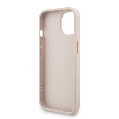 Apple iPhone 15 Kılıf Guess Orjinal Lisanslı PU Deri Bilek Askı İpli Metal Büyük 4G ve Yazı Logolu Kapak Siyah