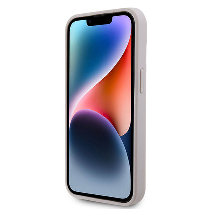 Apple iPhone 15 Kılıf Guess Orjinal Lisanslı PU Deri Taşlı Üçgen Logo 4G Desenli Strass Kapak Siyah