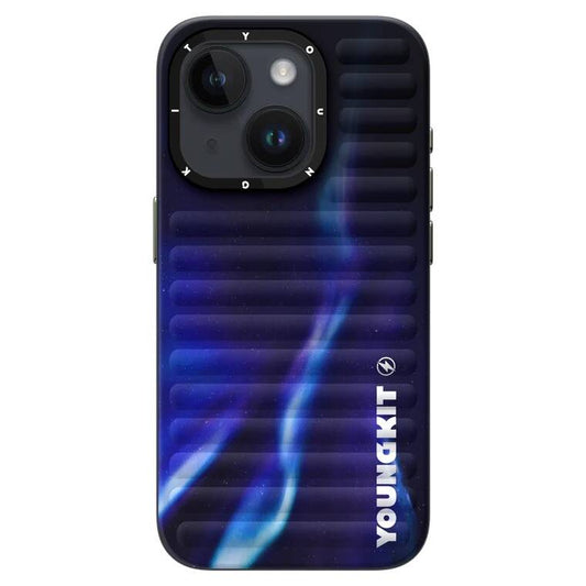 Apple iPhone 15 Kılıf Kuzey Işıkları Desenli Youngkit Aurora Serisi Kapak Mor