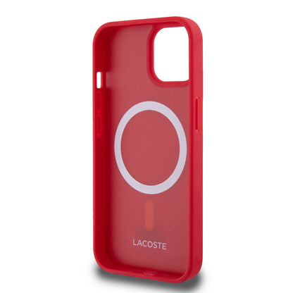 Apple iPhone 15 Kılıf Lacoste Orjinal Lisanslı PU Pike Desenli Arka Yüzey İkonik Timsah Dokuma Logolu Kapak Lacivert