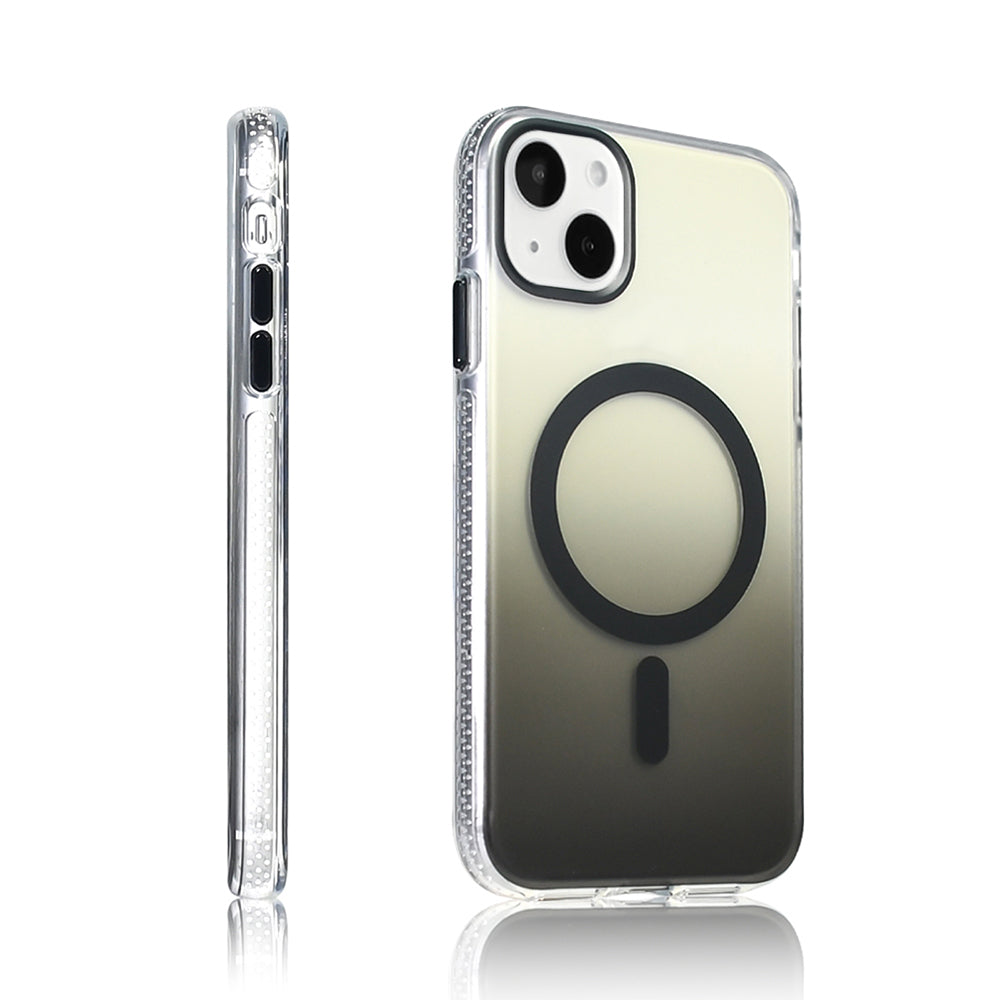 Apple iPhone 15 Kılıf M-safe Şarj Özellikli Transparan Renk Geçişli Zore Toros Kapak Siyah