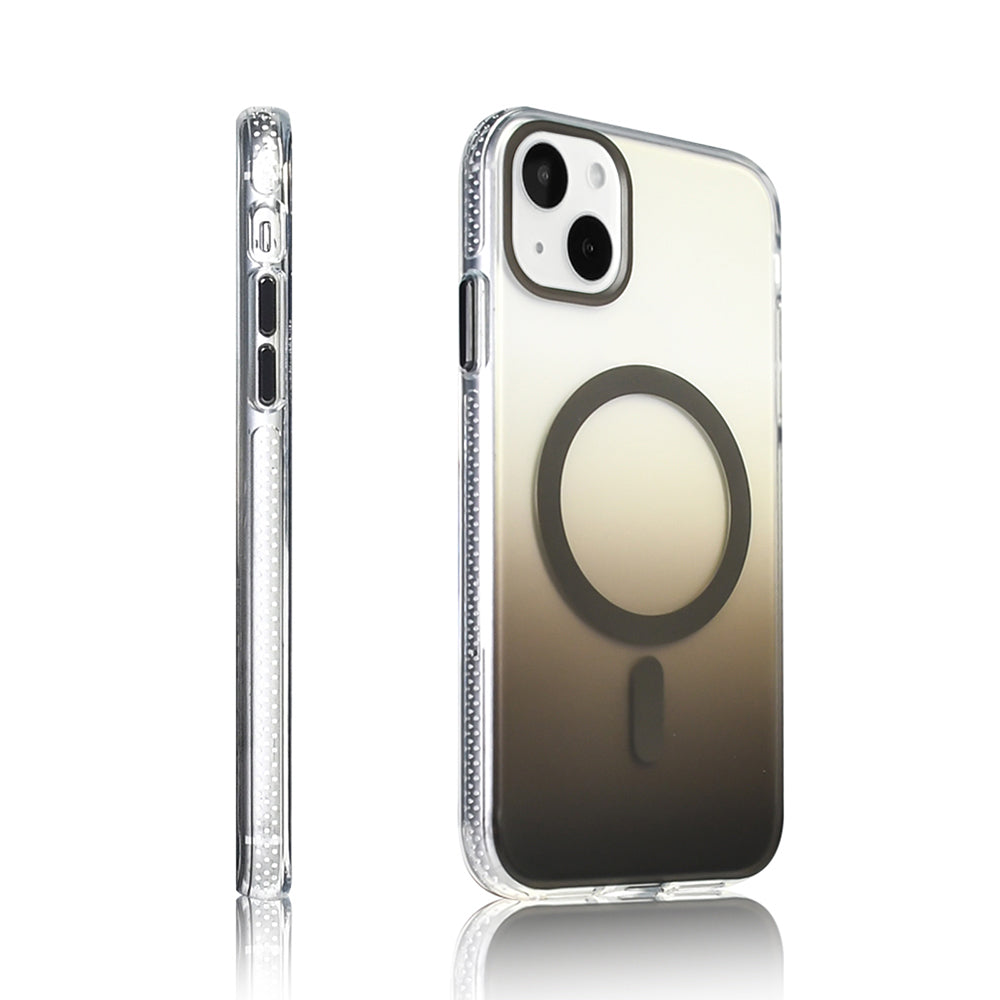 Apple iPhone 15 Kılıf M-safe Şarj Özellikli Transparan Renk Geçişli Zore Toros Kapak Mavi