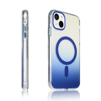 Apple iPhone 15 Kılıf M-safe Şarj Özellikli Transparan Renk Geçişli Zore Toros Kapak Mavi