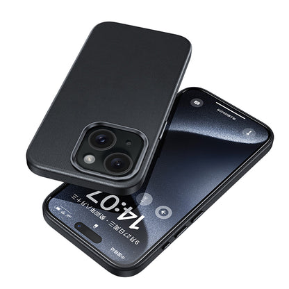 Apple iPhone 15 Kılıf M-safe Şarj Özellikli Benks Vintage Leather Kapak Siyah