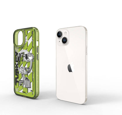 Apple iPhone 15 Kılıf M-safe Şarj Özellikli Desenli Wiwu Turkey A Serisi Kapak Yeşil