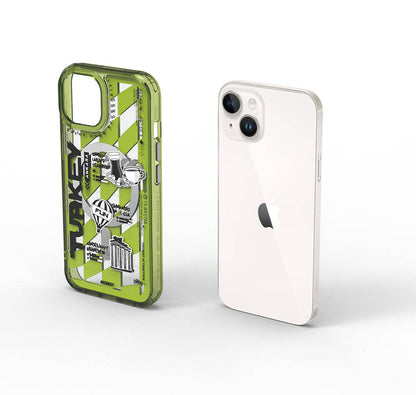 Apple iPhone 15 Kılıf M-safe Şarj Özellikli Desenli Wiwu Turkey A Serisi Kapak Yeşil