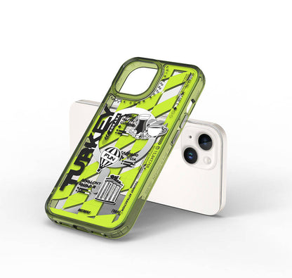 Apple iPhone 15 Kılıf M-safe Şarj Özellikli Desenli Wiwu Turkey A Serisi Kapak Yeşil