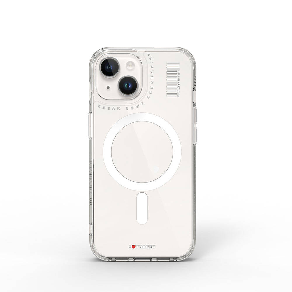 Apple iPhone 15 Kılıf M-safe Şarj Özellikli Şeffaf Transparan Wiwu Turkey D Serisi Kapak Renksiz