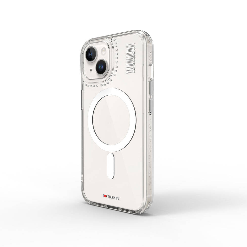 Apple iPhone 15 Kılıf M-safe Şarj Özellikli Şeffaf Transparan Wiwu Turkey D Serisi Kapak Renksiz