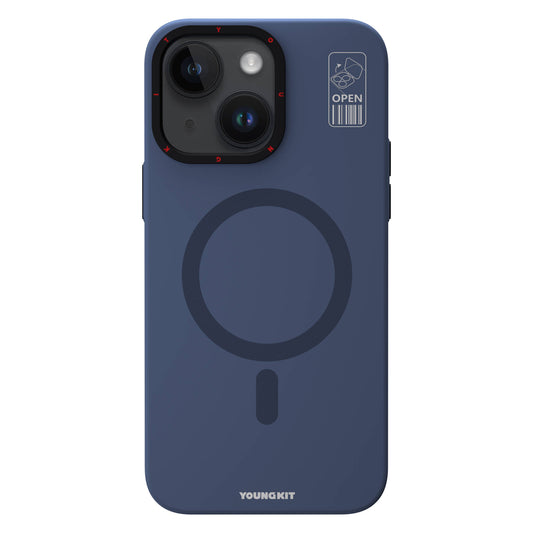 Apple iPhone 15 Kılıf M-safe Şarj Özellikli Standlı YoungKit Hermit Bracket Serisi Kapak Mavi