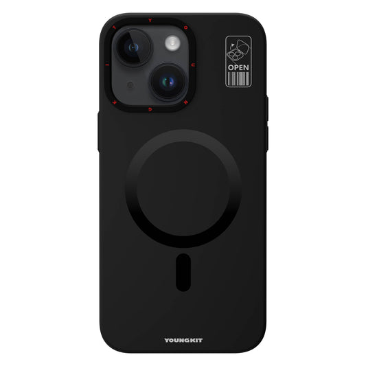 Apple iPhone 15 Kılıf M-safe Şarj Özellikli Standlı YoungKit Hermit Bracket Serisi Kapak Mavi