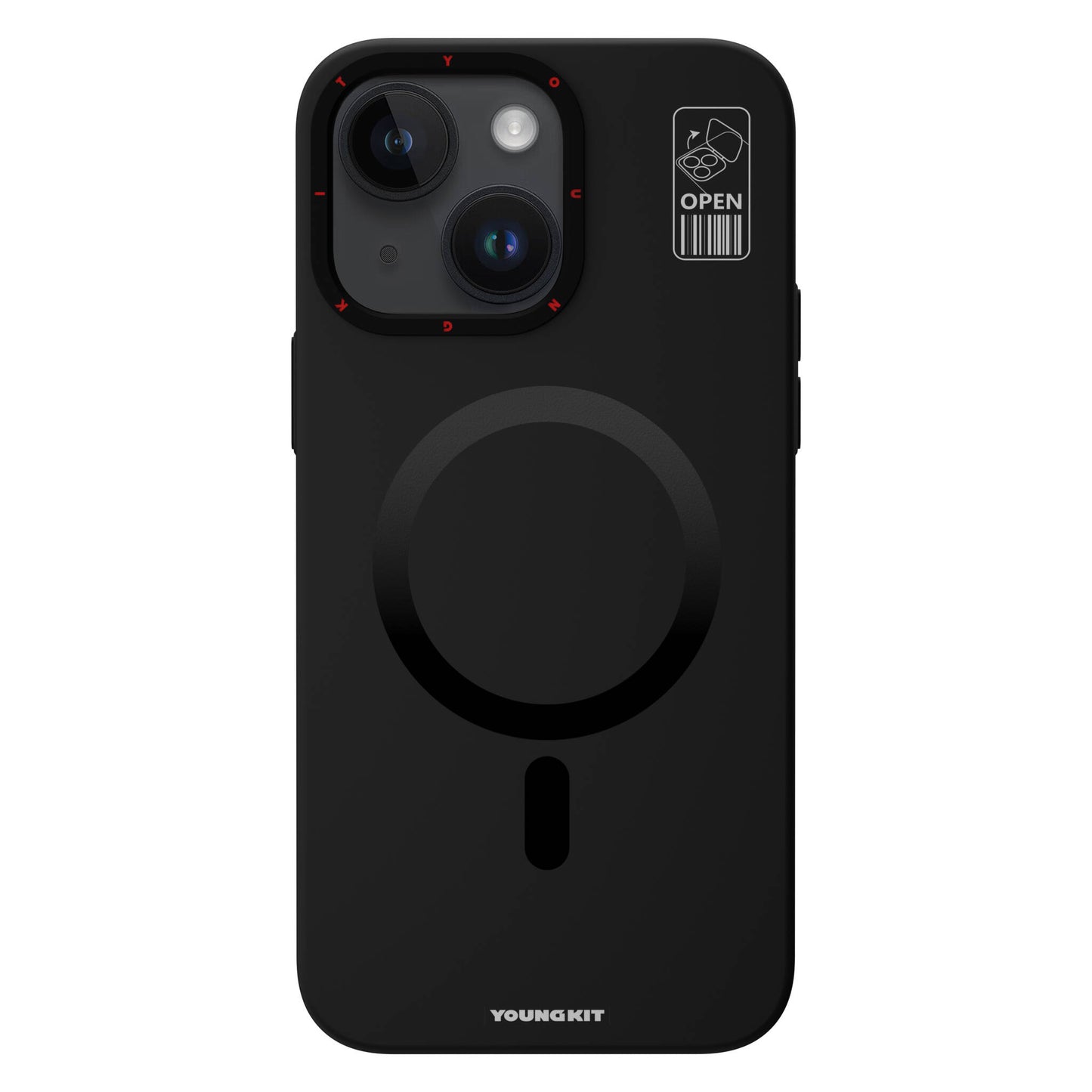 Apple iPhone 15 Kılıf M-safe Şarj Özellikli Standlı YoungKit Hermit Bracket Serisi Kapak Siyah