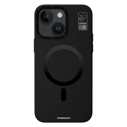 Apple iPhone 15 Kılıf M-safe Şarj Özellikli Standlı YoungKit Hermit Bracket Serisi Kapak Siyah
