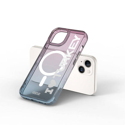 Apple iPhone 15 Kılıf M-safe Şarj Özellikli Transparan Renk Geçişli Wiwu Turkey C Serisi Kapak Yeşil