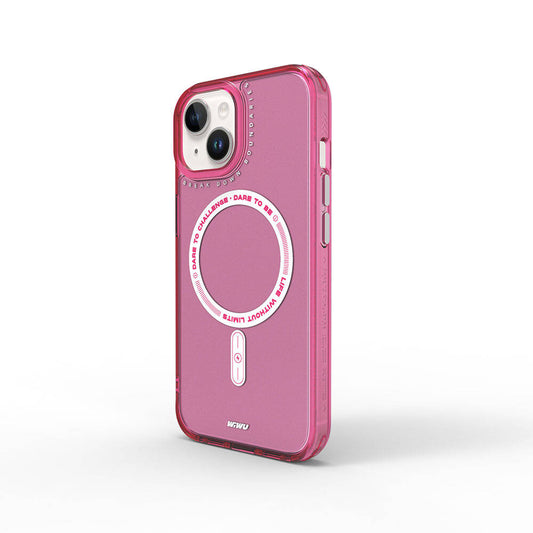 Apple iPhone 15 Kılıf M-safe Şarj Özellikli Wiwu Basic Color J Serisi Kapak Pembe Koyu