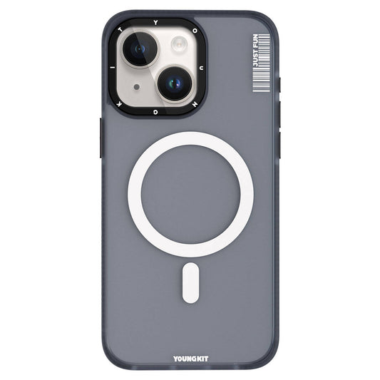 Apple iPhone 15 Kılıf M-safe Şarj Özellikli Youngkit Colored Sand Serisi Kapak Siyah