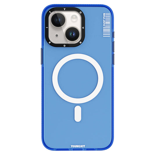 Apple iPhone 15 Kılıf M-safe Şarj Özellikli YoungKit Crystal Color Serisi Kapak Mavi