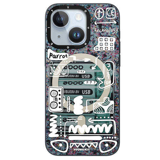 Apple iPhone 15 Kılıf M-safe Şarj Özellikli Youngkit Dark Matter Serisi Kapak Siyah