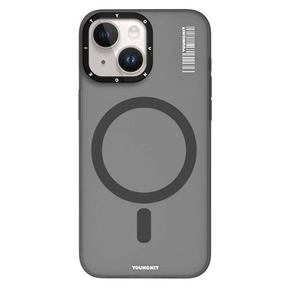 Apple iPhone 15 Kılıf M-safe Şarj Özellikli Youngkit Hidden Sand Serisi Kapak Gri