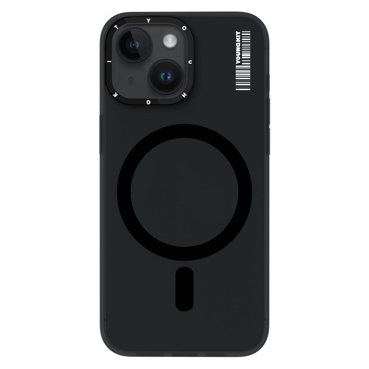 Apple iPhone 15 Kılıf M-safe Şarj Özellikli Youngkit Hidden Sand Serisi Kapak Siyah