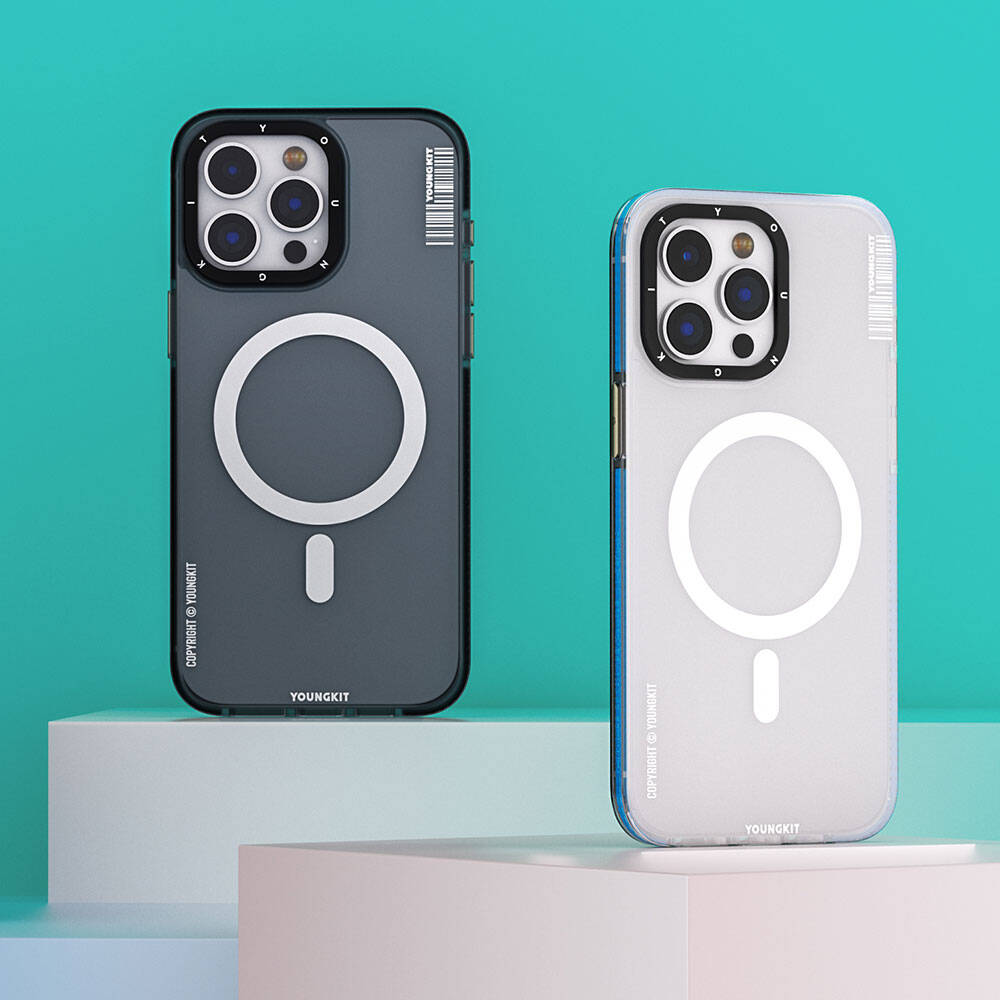 Apple iPhone 15 Kılıf M-safe Şarj Özellikli Youngkit Jiansha Serisi Kapak Siyah