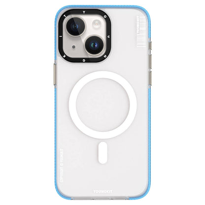 Apple iPhone 15 Kılıf M-safe Şarj Özellikli Youngkit Jiansha Serisi Kapak Mavi