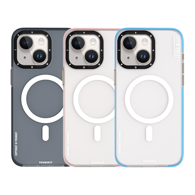 Apple iPhone 15 Kılıf M-safe Şarj Özellikli Youngkit Jiansha Serisi Kapak Pembe