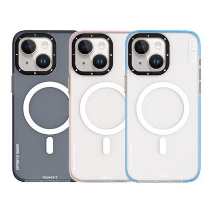 Apple iPhone 15 Kılıf M-safe Şarj Özellikli Youngkit Jiansha Serisi Kapak Pembe