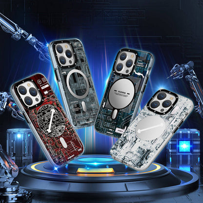 Apple iPhone 15 Kılıf M-safe Şarj Özellikli YoungKit Technology Serisi Kapak Kırmızı