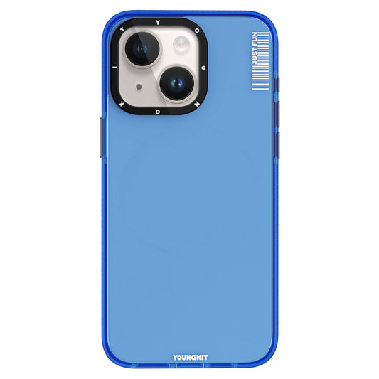 Apple iPhone 15 Kılıf Pürüzsüz Düz Arka Yüzey YoungKit Crystal Color Serisi Kapak Mavi