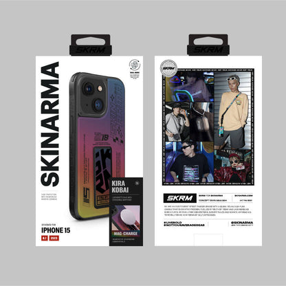 Apple iPhone 15 Kılıf SkinArma Holografik Tasarımlı Standlı Deri Görünümlü Kira Kobai Kapak Colorful
