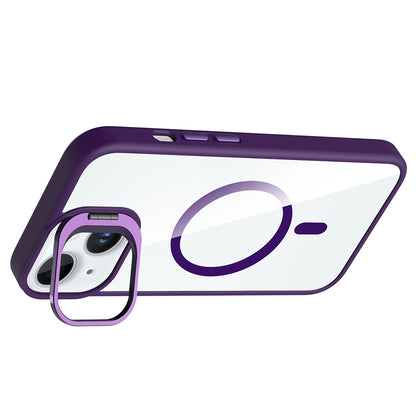 Apple iPhone 15 Kılıf Standlı ve Kamera Lens Hediyeli M-Safe Şarj Özellikli Zore Etro Kapak Desert Titanyum