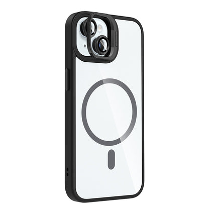 Apple iPhone 15 Kılıf Standlı ve Kamera Lens Hediyeli M-Safe Şarj Özellikli Zore Etro Kapak Siyah