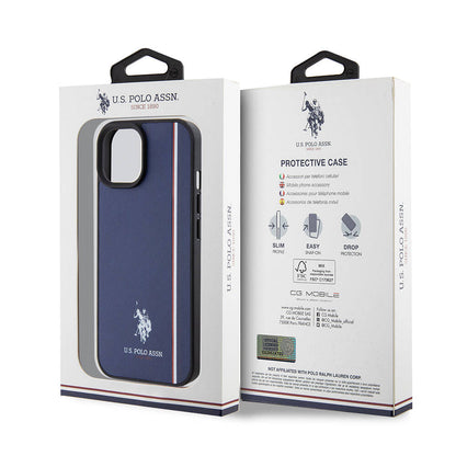 Apple iPhone 15 Kılıf U.S. Polo Assn. Orjinal Lisanslı Üç Renk Şerit Tasarımlı Baskı Logolu Kapak Siyah