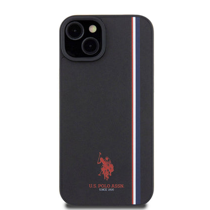 Apple iPhone 15 Kılıf U.S. Polo Assn. Orjinal Lisanslı Üç Renk Şerit Tasarımlı Baskı Logolu Kapak Beyaz