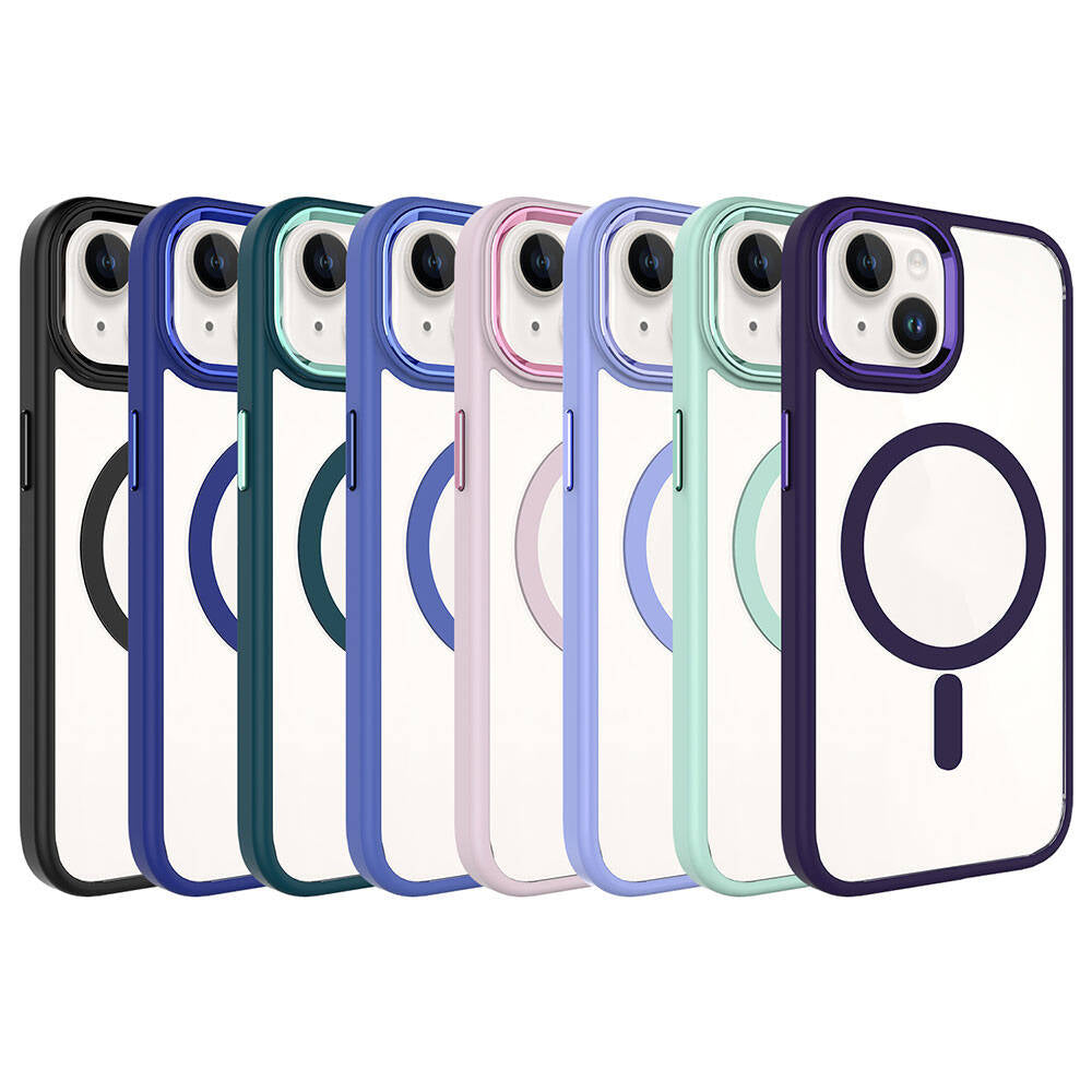 Apple iPhone 15 Kılıf Wireless Şarj Özellikli Zore Krom M-safe Silikon Kapak Yeşil