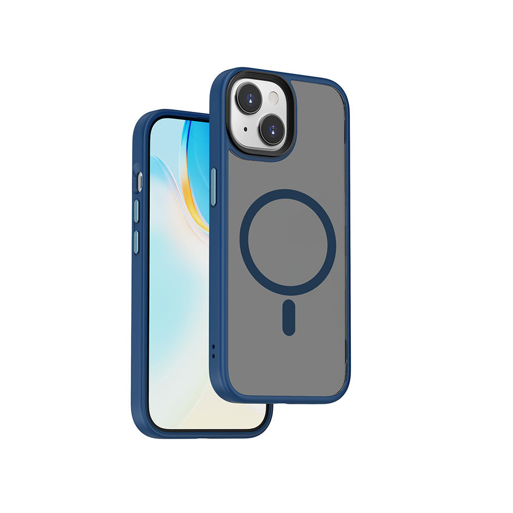 Apple iPhone 15 Kılıf Wiwu FGG-011 M-safe Şarj Özellikli Kamera Korumalı Kapak Mavi