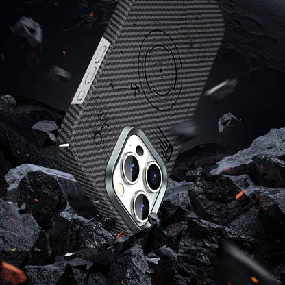 Apple iPhone 15 Kılıf Wiwu KJZ-017 Karbon Fiber 600D Explore Kevlar Kapak Siyah