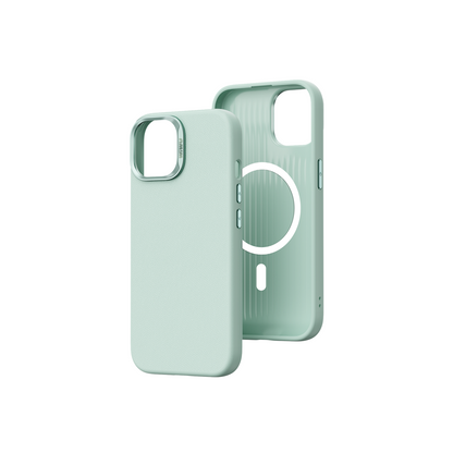 Apple iPhone 15 Kılıf Wiwu SP-019 M-safe Şarj Özellikli Vegan Leather Deri Kapak Gri