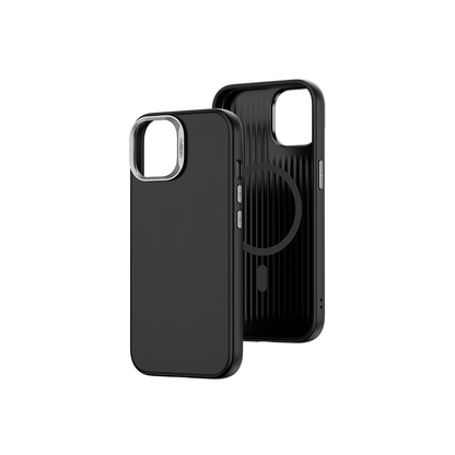 Apple iPhone 15 Kılıf Wiwu SP-019 M-safe Şarj Özellikli Vegan Leather Deri Kapak Turuncu