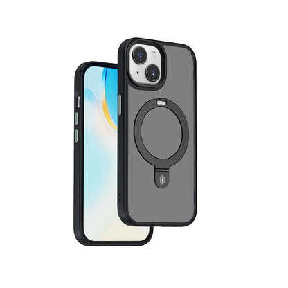 Apple iPhone 15 Kılıf Wiwu ZMM-010 M-safe Şarj Özellikli Mat Arka Yüzey Standlı Kapak Siyah