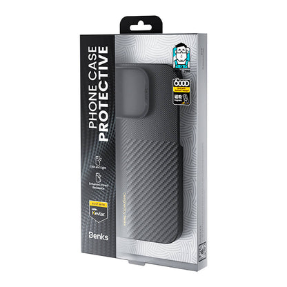 Apple iPhone 15 M-safe Şarj Özellikli Karbon Fiber Benks Montage ArmorAir Kevlar Kapak Siyah