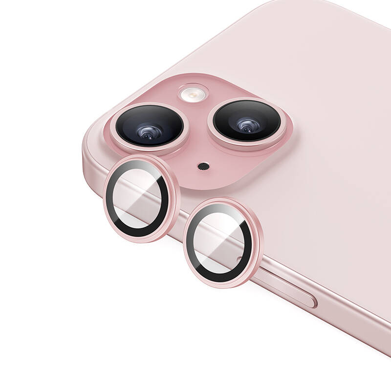 Apple iPhone 15 Plus Benks King Kong Corning Kamera Lens Koruyucu Pembe