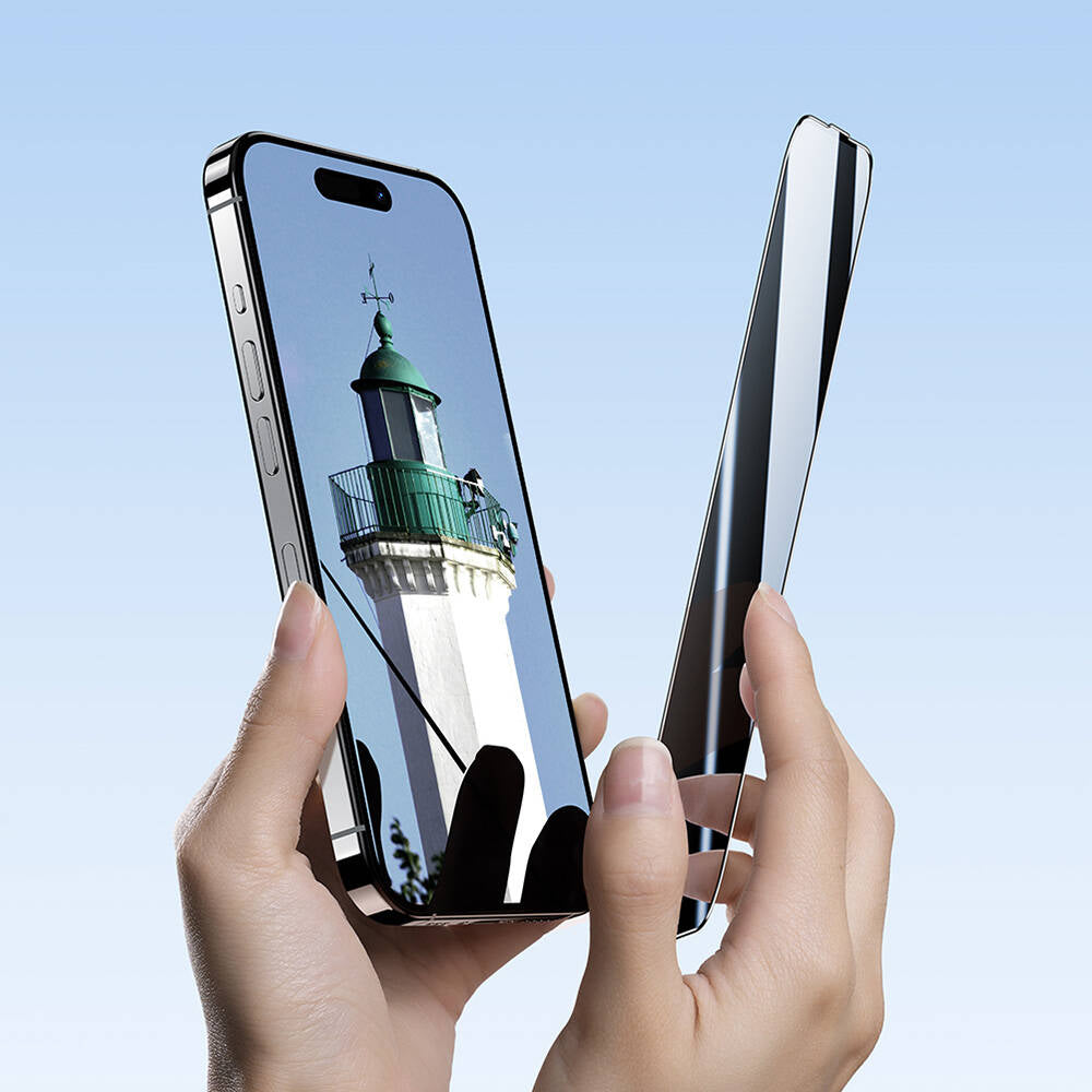 Apple iPhone 15 Plus Benks Ultra Shield 0.4mm Privacy Ekran Koruyucu + Kolay Uygulama Aparatlı Siyah