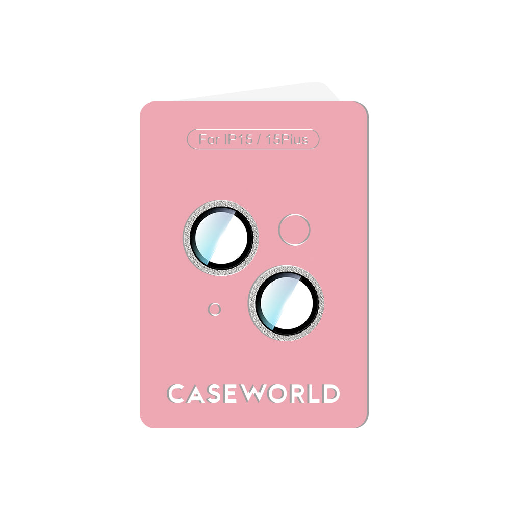 Apple iPhone 15 Plus CaseWorld Alloy Sparkling Diamond Serisi Taşlı Lens Koruyucu  Gümüş